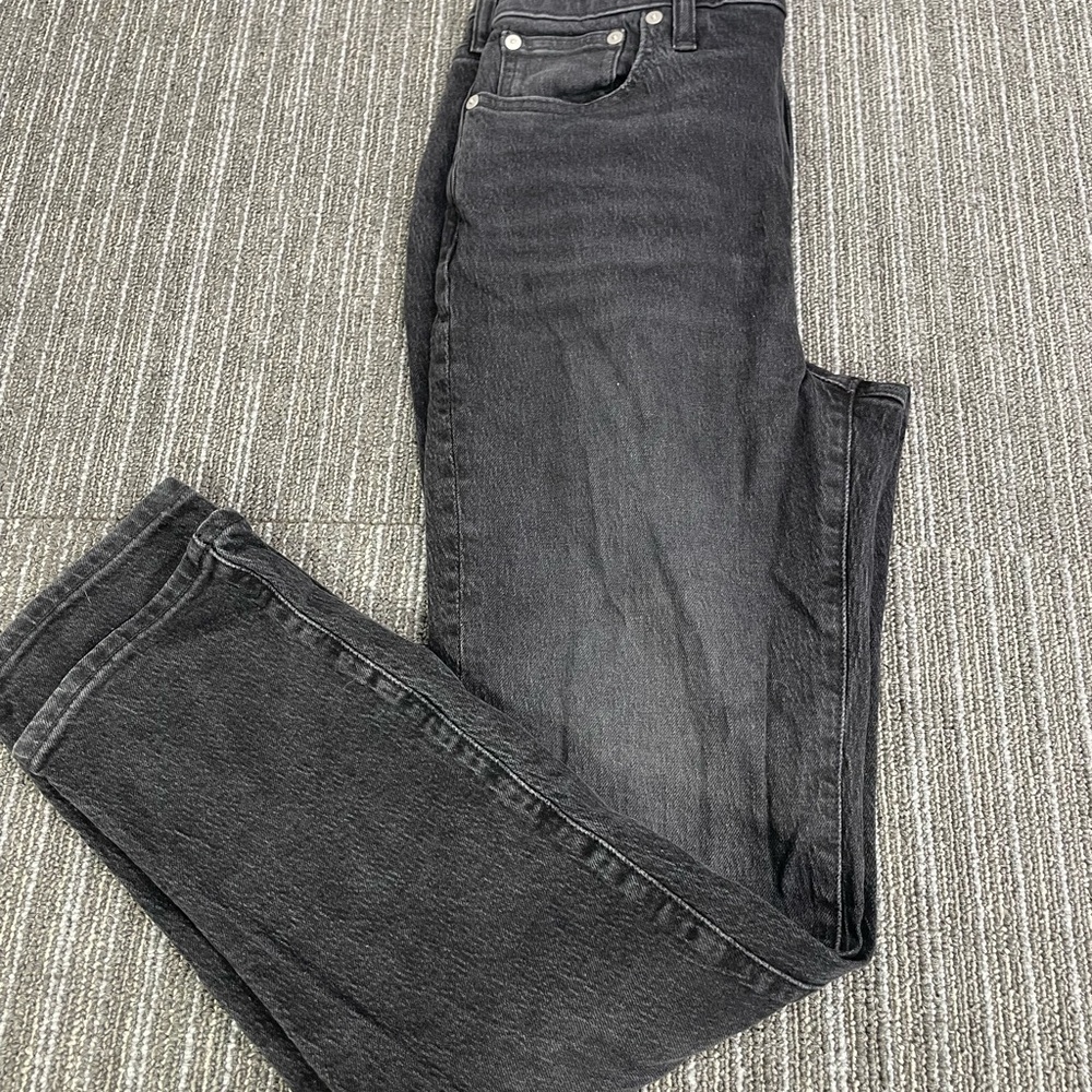 Madewell Black Straight Jeans with Subtle Fading High-Rise Slim Boyjean